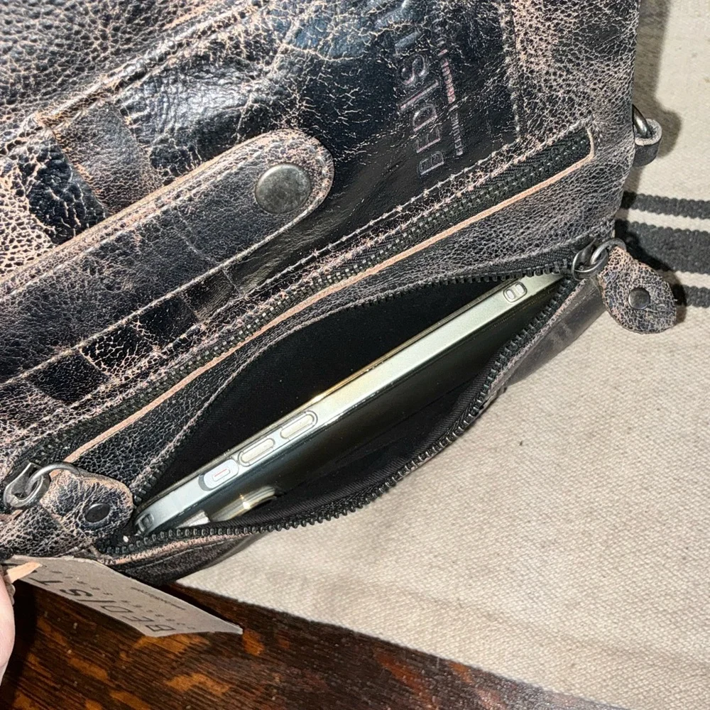 NWT Bed Stu Leather Cadence Wallet Wristlet Crossbody Bag Black Lux MSRP 175 - Picture 9 of 15